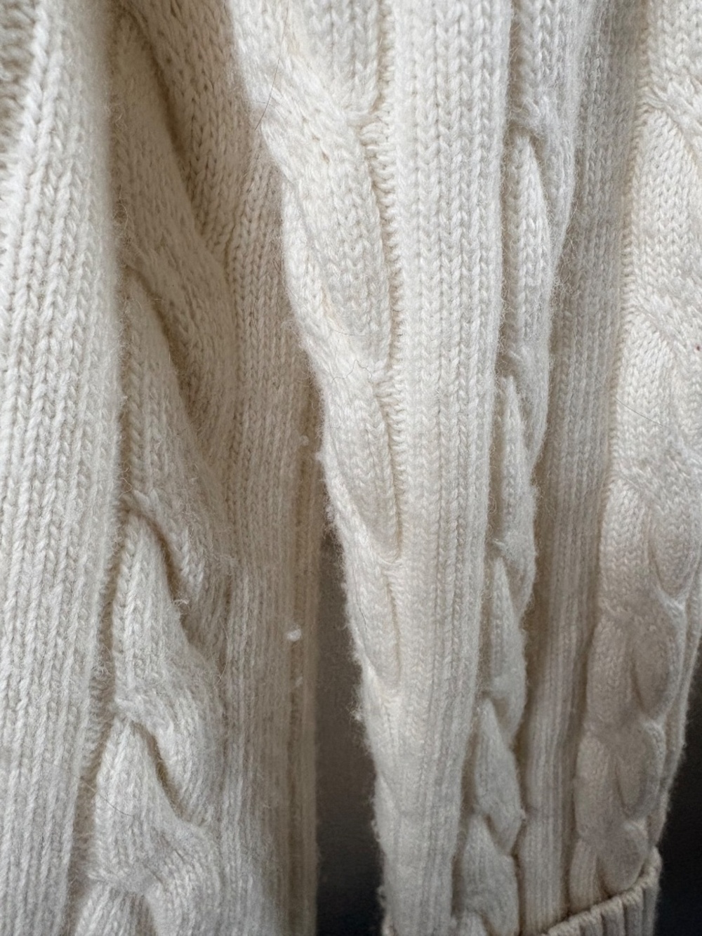Ralph Lauren Cream Cable Knit Quarter Zip Sweater L - Picture 6 of 8